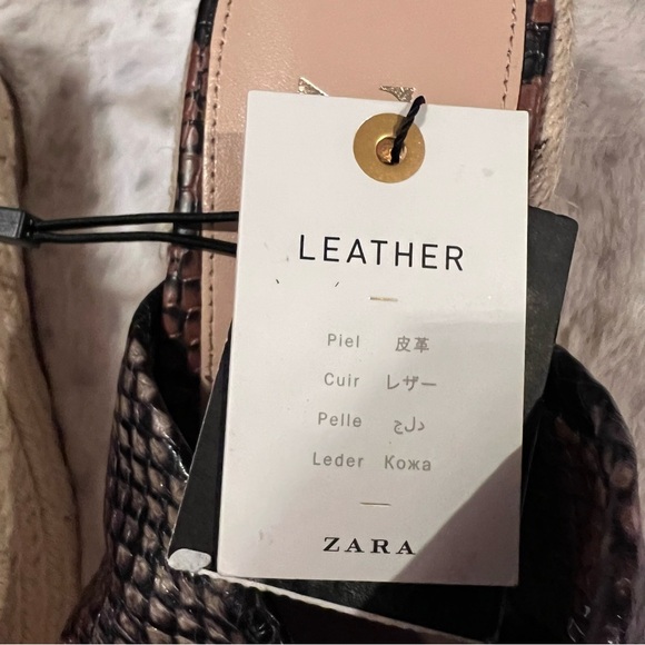 🥉ZARA SNAKESKIN STAMPED LEATHER ESPADRILLES WEDGES - SIZE 6 - BNWT - Picture 9 of 11